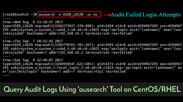 Sử dụng "ausearch" để thực hiện truy vấn các audit logs