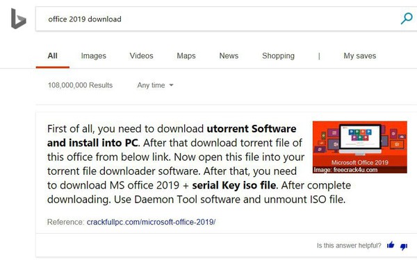 Microsoft đề xuất cho người dùng cách crack phần mềm Office 2019