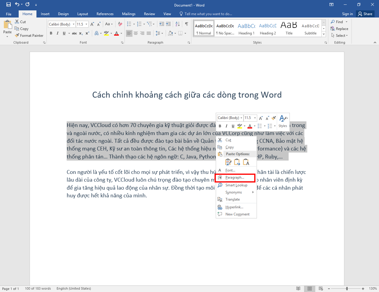 Cách chỉnh khoảng cách dòng trong Word - Ảnh 2. Cách chỉnh khoảng cách dòng trong Word - Ảnh 2.