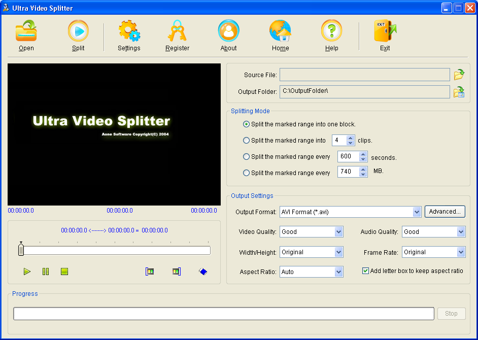 Phần mềm cắt video Ultra Video Splitter