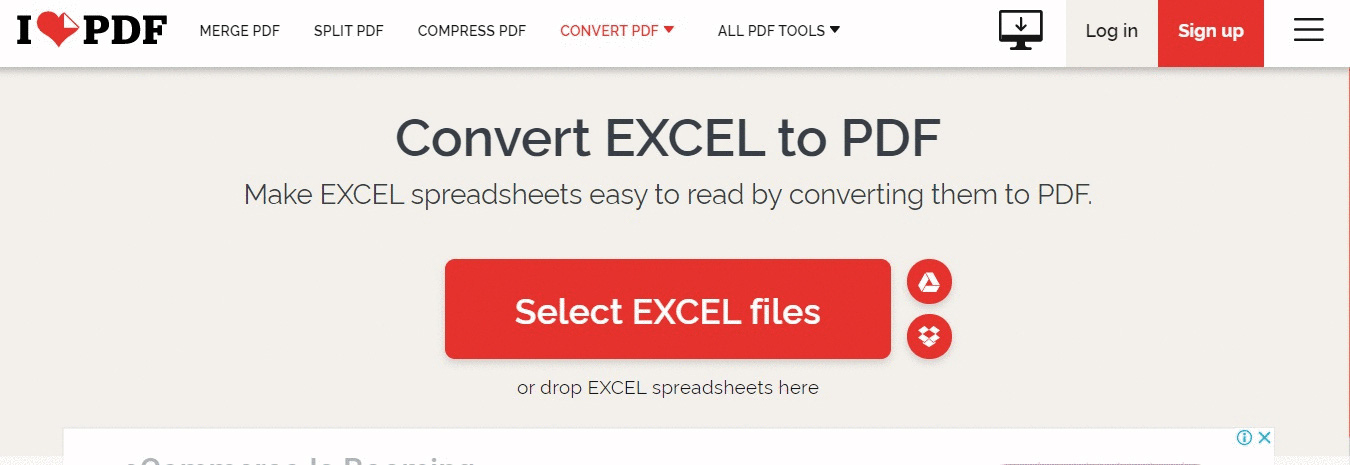 Chuyển file Excel sang PDF bằng Ilovepdf