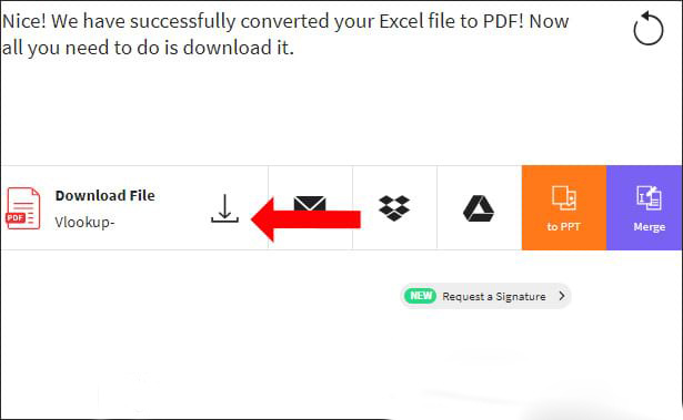 Chọn kho lưu trữ để tải tệp tin excel đã làm được chuyển đổi thanh lịch PDF