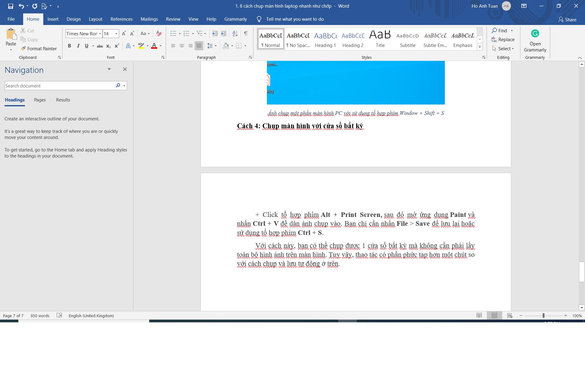 Cách chụp ảnh màn hình máy tính với cửa sổ bất kỳ