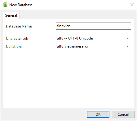 tạo database trong mýql.