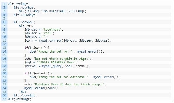 tạo database trong mysql