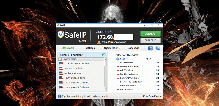 Phần mềm Fake IP Safe IP