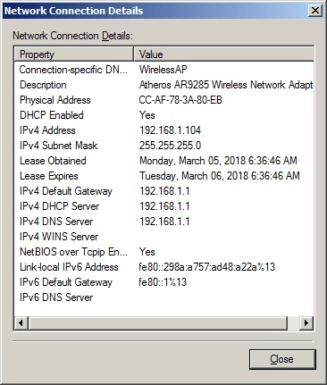 Chi tiết bên trong Network Connection