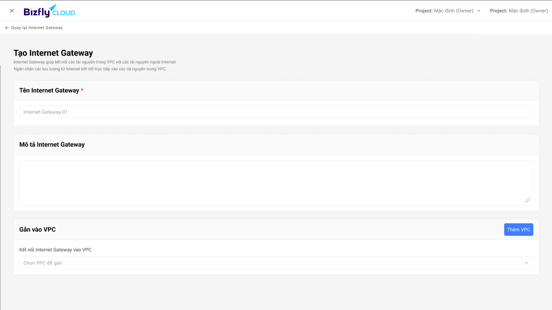 Bizfly Cloud Server ra mắt tính năng Internet Gateway