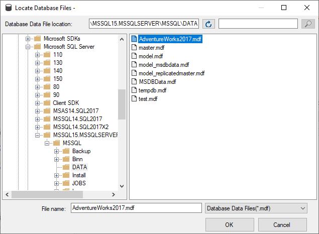 Cách attach database trong SQL server có log file