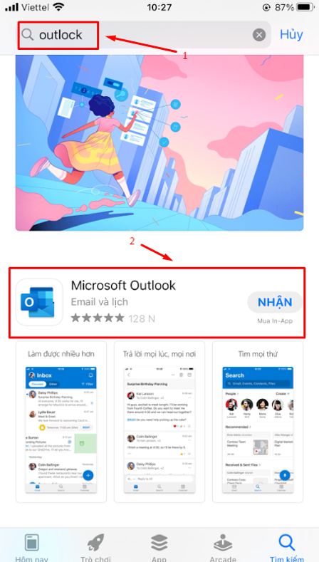 Hướng dẫn cấu hình tài khoản mail Bizfly Cloud vào Outlook trên iPhone - Ảnh 1.