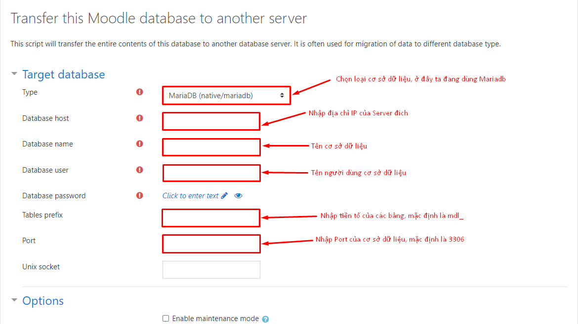 Làm sao để chuyển dữ liệu giữa hai Server Moodle
