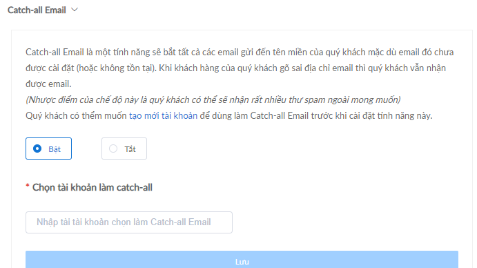 Hướng dẫn cấu hình chức năng Catch-all Email