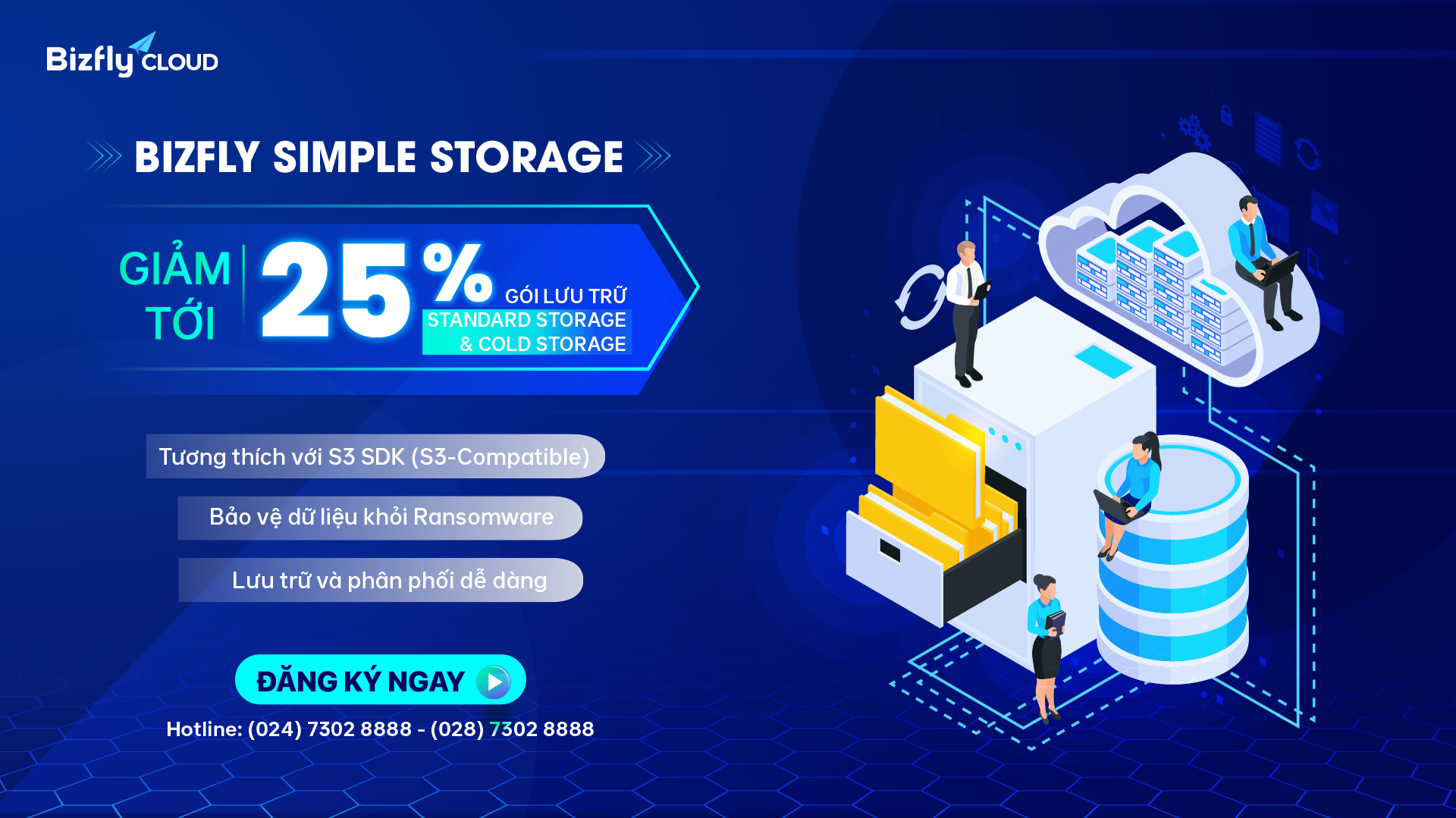 Ưu đãi thả ga: GIẢM TỚI 25% chi phí lưu trữ gói STANDARD STORAGE và COLD STORAGE