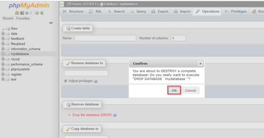 Cách xóa Database trong phpMyAdmin - 2