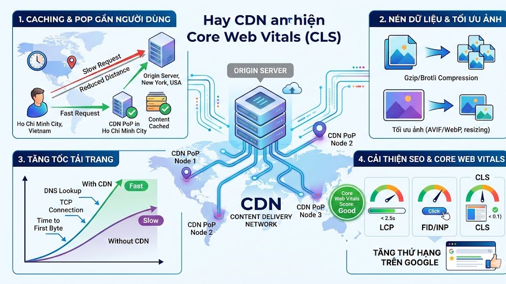 CDN và Core Web Vitals: Cách cải thiện tốc độ và thứ hạng SEO