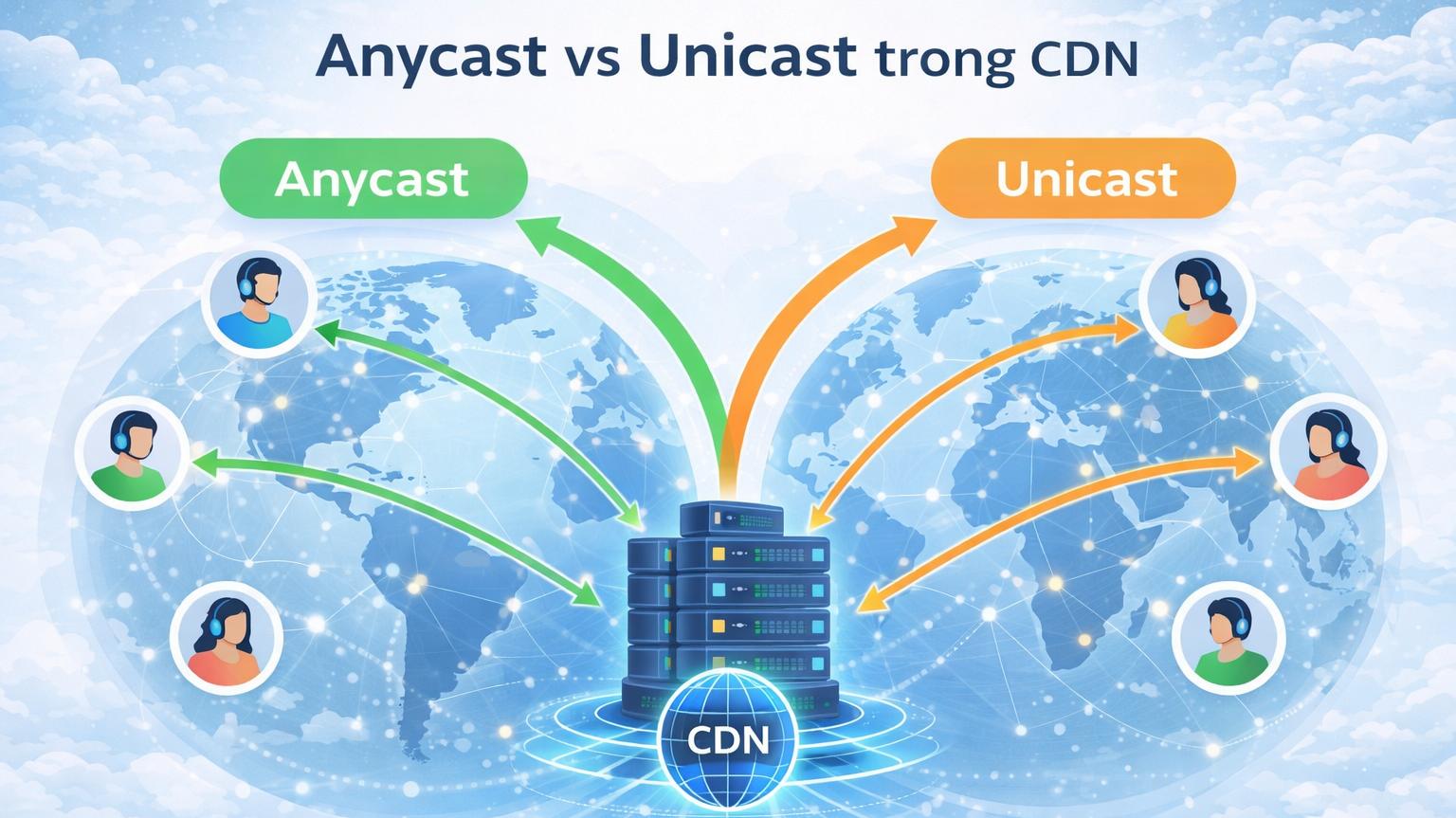 So sánh Anycast và Unicast trong CDN