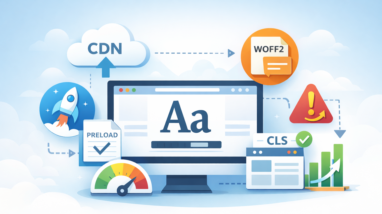 Tối ưu Font với CDN giúp Preload, WOFF2 & Giảm CLS