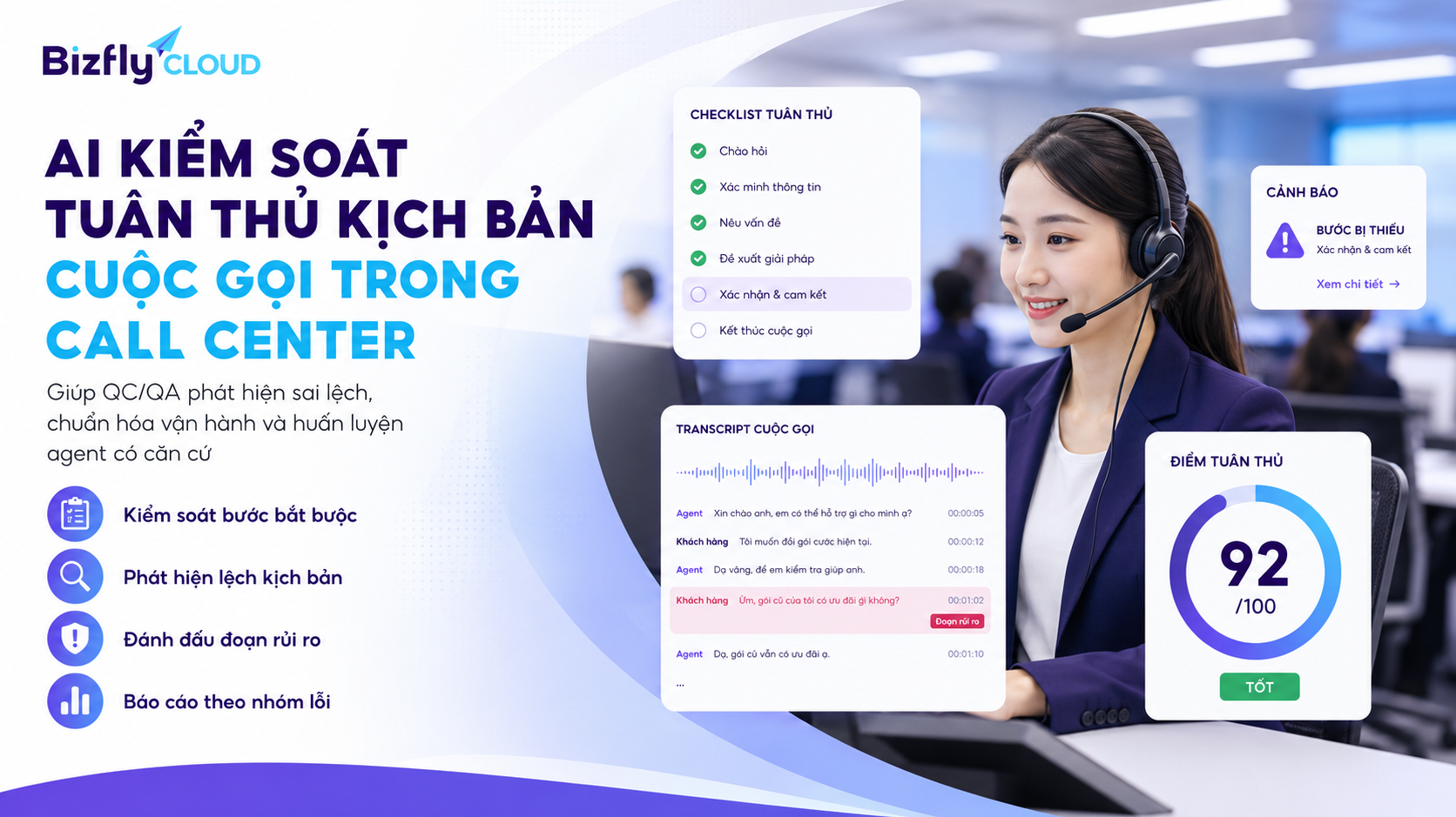 AI kiểm soát tuân thủ kịch bản cuộc gọi trong Call Center