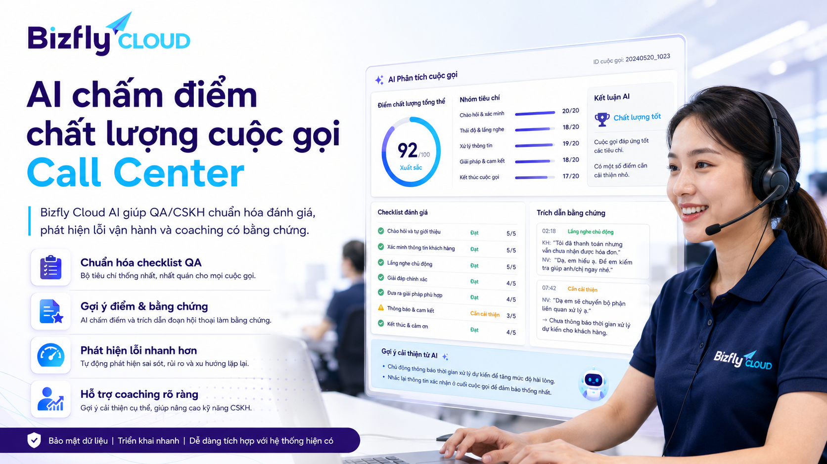 AI chấm điểm chất lượng cuộc gọi Call Center bằng Bizfly Cloud AI