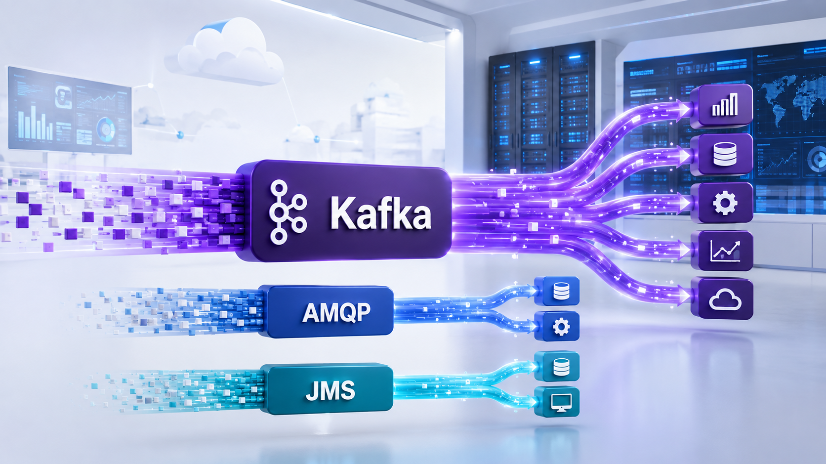 4 Lợi ích của Apache Kafka so với AMQP hoặc JMS trong hệ thống dữ liệu thời gian thực