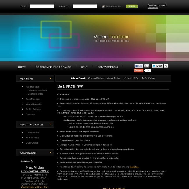 Phần mềm cắt video trực tuyến Video Toolbox