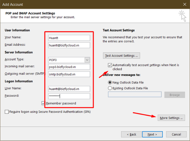 Hướng dẫn cấu hình mail trên Outlook sử dụng POP3 - Ảnh 4.