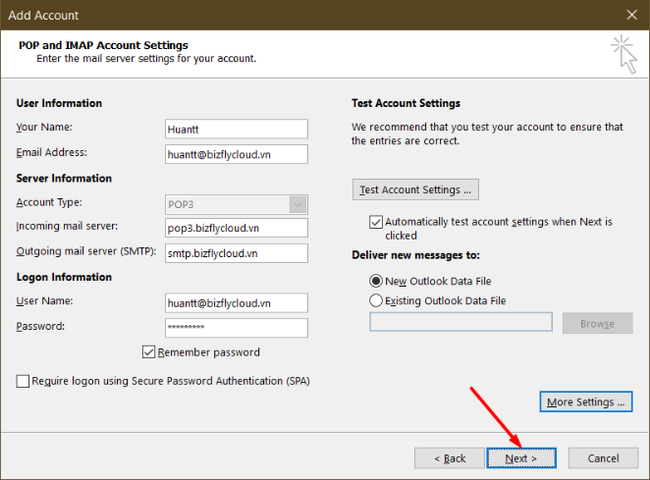 Hướng dẫn cấu hình mail trên Outlook sử dụng POP3 - Ảnh 6.