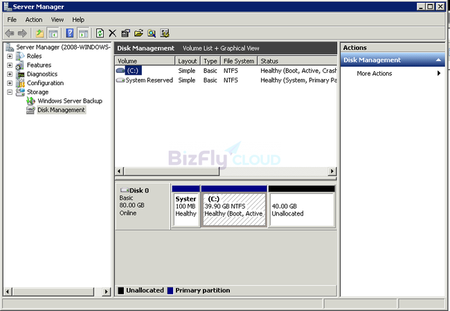 Hướng dẫn tăng dung lượng ổ cứng không cần tắt server cho Windows Server - Ảnh 4. Hướng dẫn tăng dung lượng ổ cứng không cần tắt server cho Windows Server - Ảnh 4.