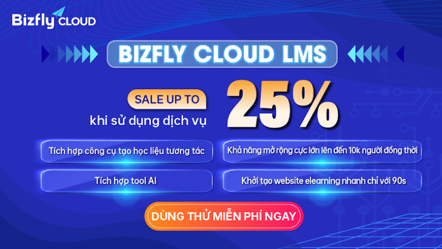 Bizfly Cloud LMS tặng đến 25% chi phí sử dụng dịch vụ