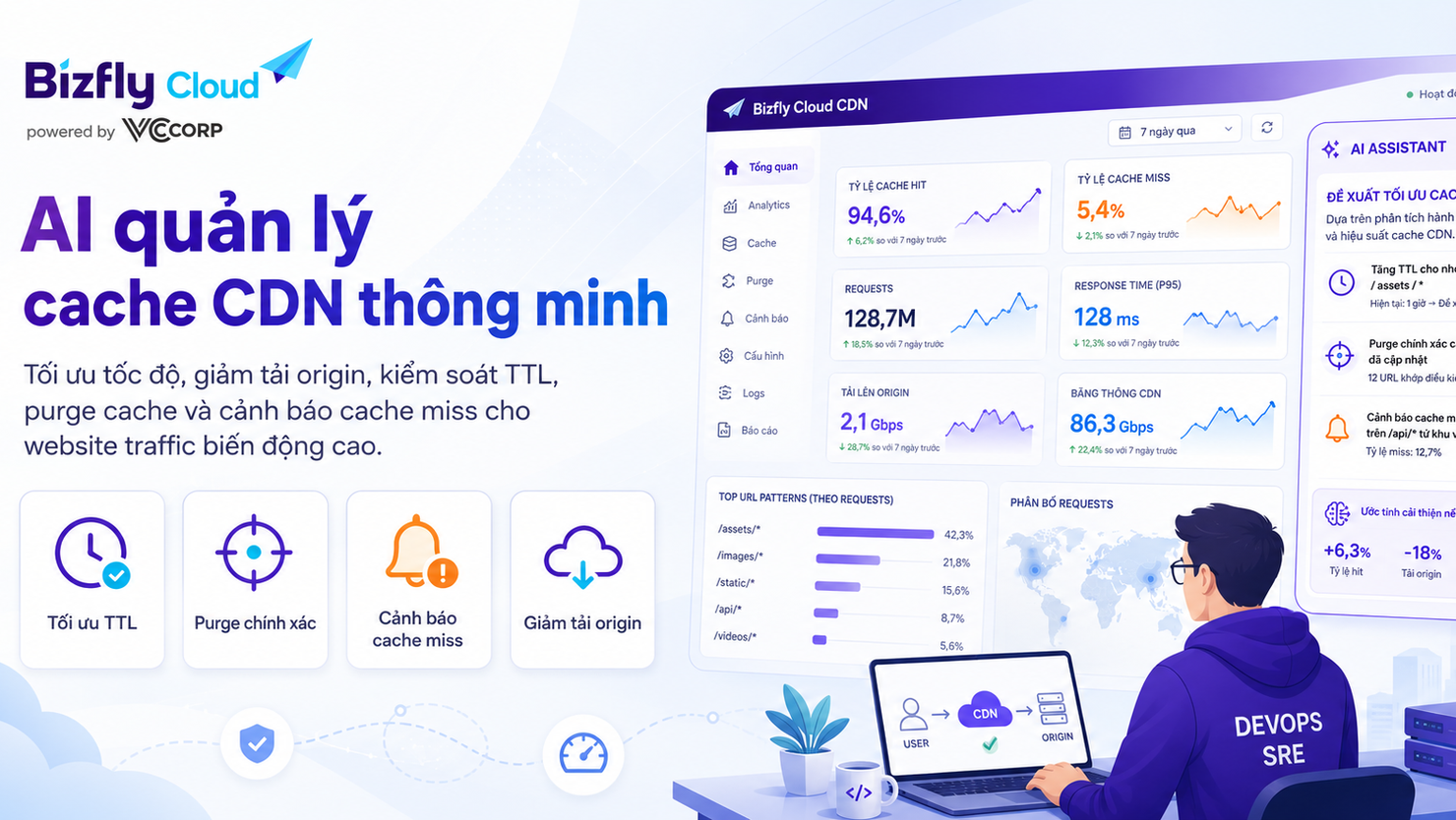 AI quản lý cache CDN thông minh cho website traffic biến động cao