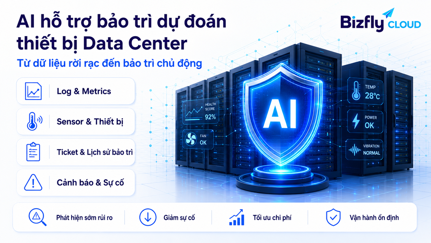 AI hỗ trợ bảo trì dự đoán thiết bị Data Center cho đội SRE vận hành hạ tầng dữ liệu