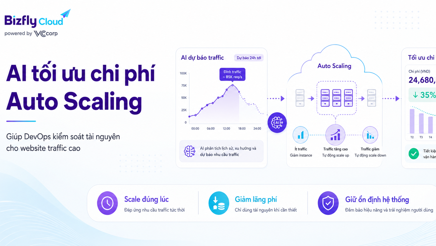AI tối ưu chi phí Auto Scaling cho website traffic cao
