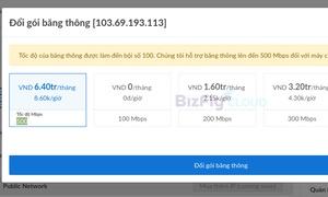 Cách cấu hình băng thông mạng trên Bizfly Cloud Server