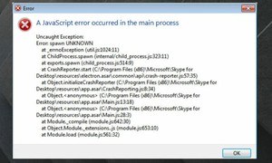 A Javascript error occurred in the main process​ là lỗi gì và cách khắc phục