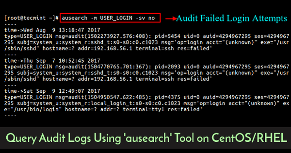 Sử dụng "ausearch" để thực hiện truy vấn các audit logs
