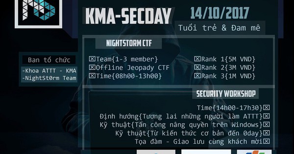 Cuộc thi CTF "NightSt0rm" và Workshop về An toàn thông tin tại Học viện kỹ thuật mật mã