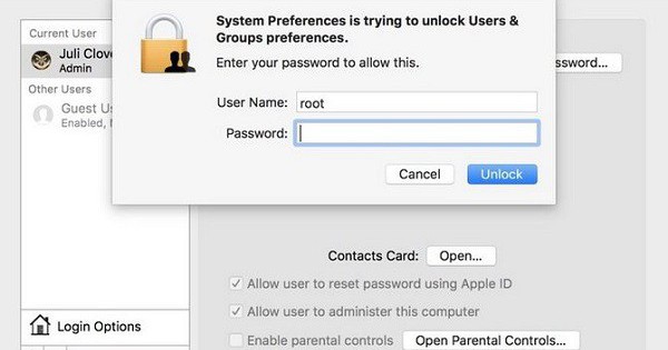 Hướng dẫn đổi mật khẩu tài khoản "root" trên MacOS