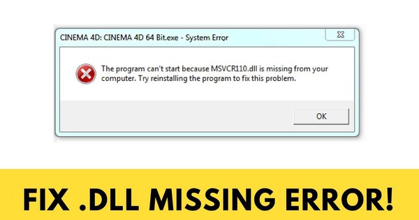 Hướng dẫn sửa lỗi "missing .DLL file"
