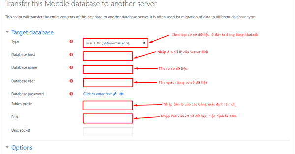 Làm sao để chuyển dữ liệu giữa hai Server Moodle