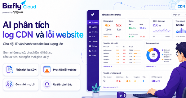 AI phân tích log CDN và lỗi website cho đội IT vận hành website lưu lượng lớn