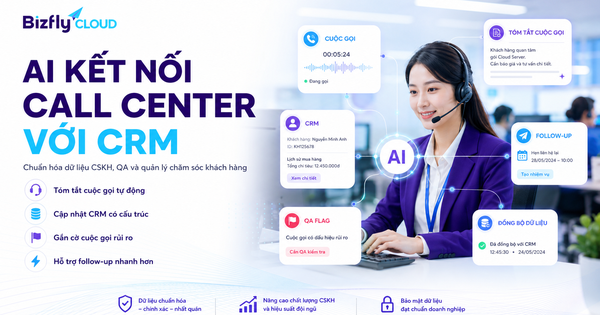 AI kết nối Call Center với CRM để chuẩn hóa dữ liệu chăm sóc khách hàng