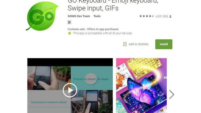 Ứng dụng GO Keyboard thu thập dữ liệu của 200 triệu thiết bị Android