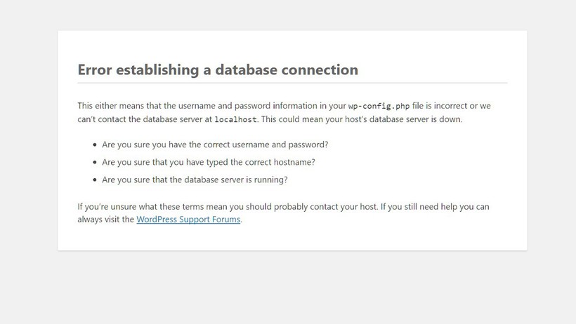 Error establishing a database connection - Lỗi kết nối tới cơ sở dữ liệu - Hướng dẫn khắc phục nhanh nhất