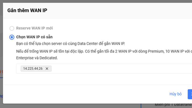 Hướng dẫn gắn thêm WAN IP trên Bizflycloud
