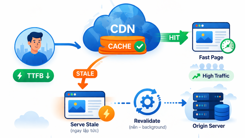 Stale-while-revalidate là gì? Tối ưu cache CDN giảm TTFB