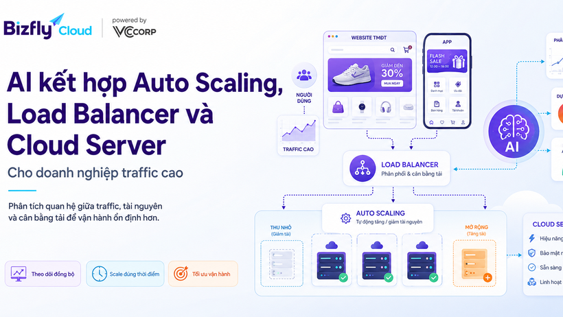 AI kết hợp Auto Scaling, Load Balancer và Cloud Server cho doanh nghiệp traffic cao